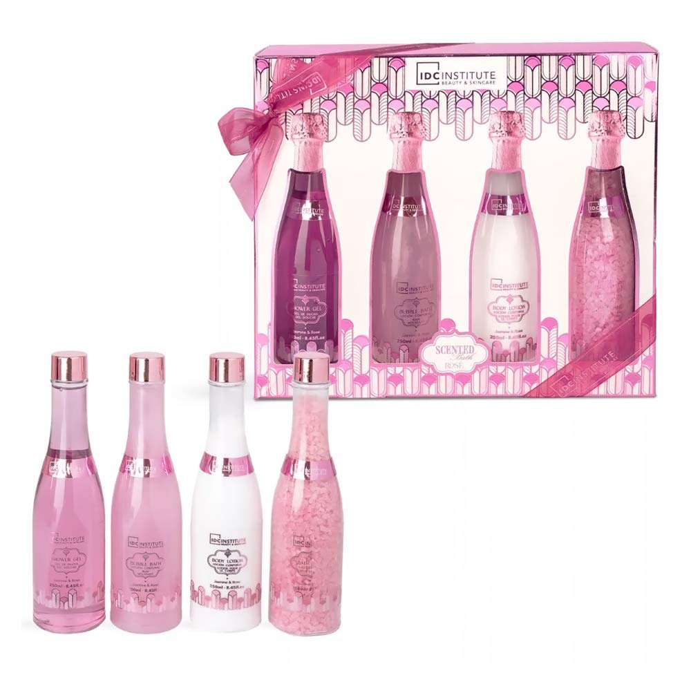 IDC Institute Scented Bath Rose Champagne Set Jasmine & Rose – Σετ Μπάνιου 4 Τμχ