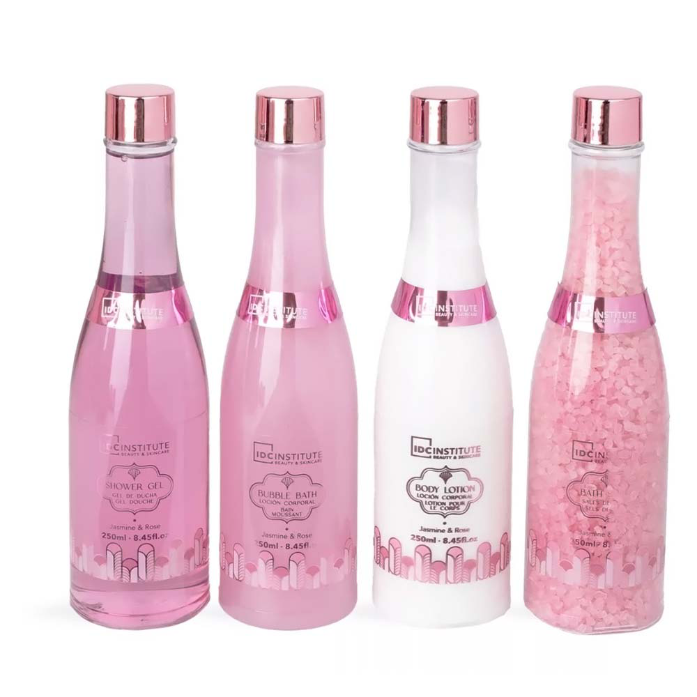 IDC Institute Scented Bath Rose Champagne Set Jasmine & Rose – Σετ Μπάνιου 4 Τμχ