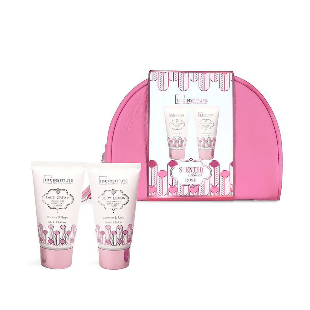 IDC Institute Scented Bath Rose Cosmetic Bag Set – Σετ Μπάνιου 3 Τμχ 18x14x8 εκ