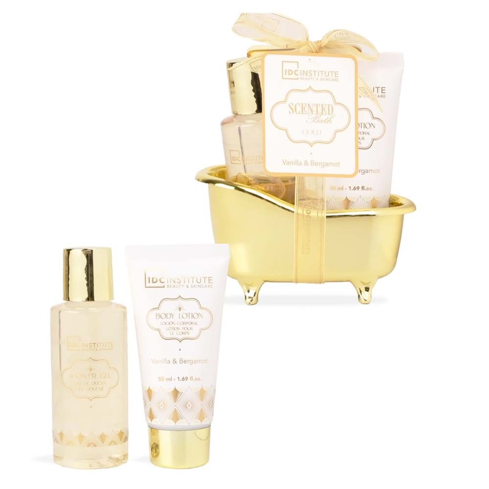 IDC Institute Scented Gold Mini Bathtub Set – Σετ Μπάνιου σε Μίνι Μπανιέρα 2 Τμχ