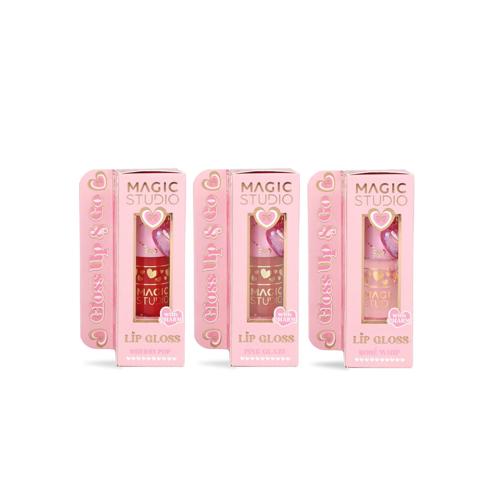 IDC Magic Studio Lip Gloss + Charm – Lip Gloss με Διακοσμητικό Charm σε 3 Γεύσεις Cherry Pop, Pink Glaze & Rose Whip (1 Τμχ)