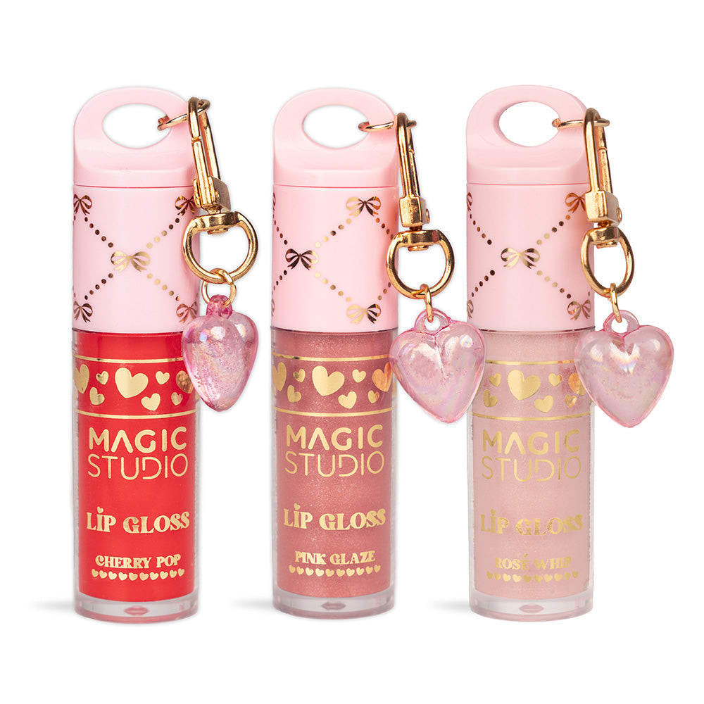 IDC Magic Studio Lip Gloss + Charm – Lip Gloss με Διακοσμητικό Charm σε 3 Γεύσεις Cherry Pop, Pink Glaze & Rose Whip (1 Τμχ)
