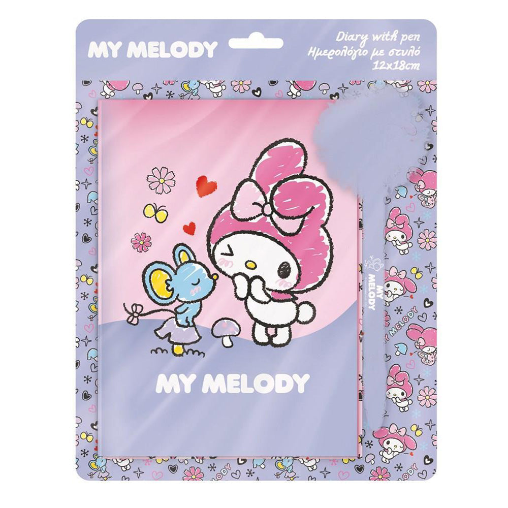 Ημερολόγιο Με Κλειδαριά & Στυλό Με Pom Pom My Melody 12x18Εκ, 60Φ, 60Γρ.