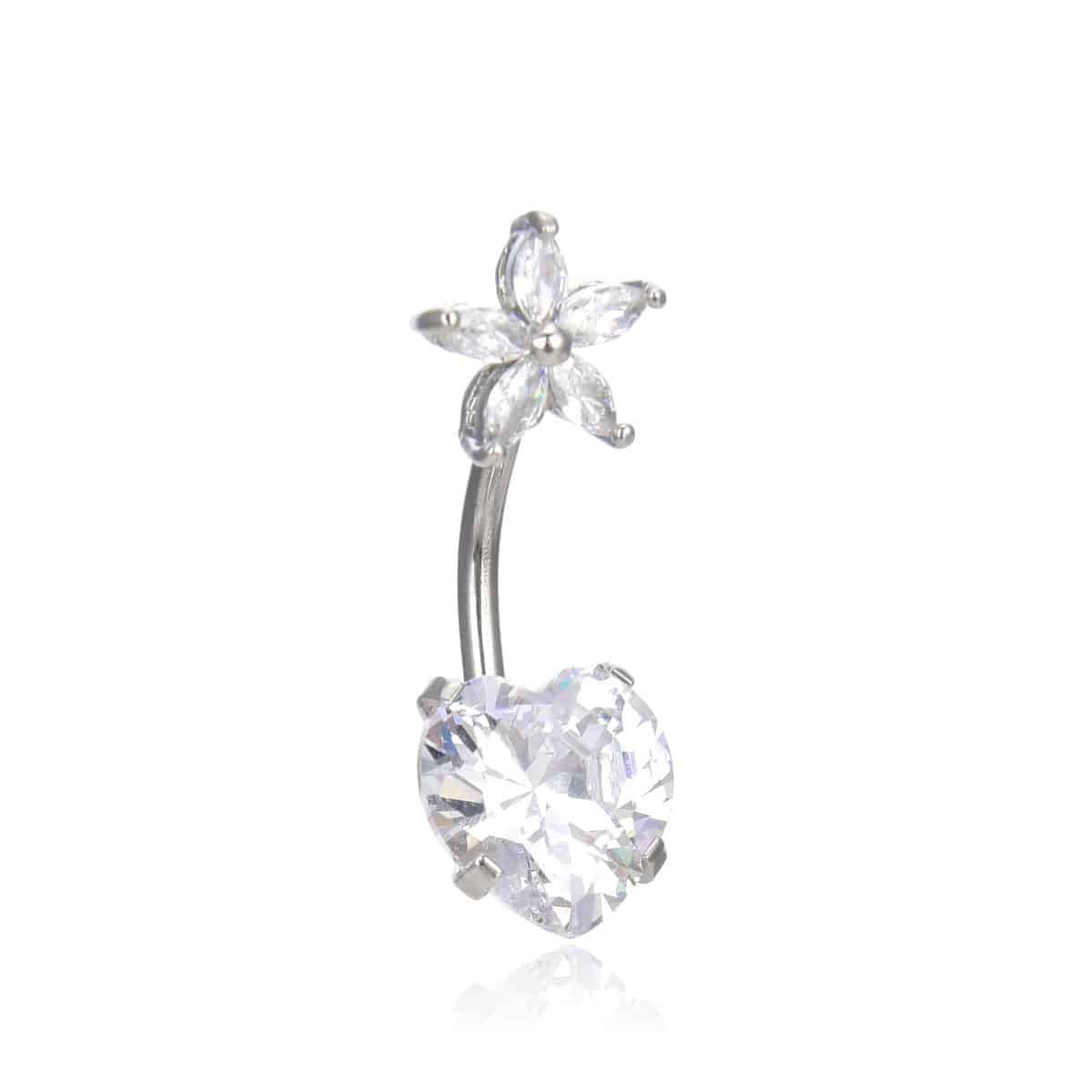 Σκουλαρικι Αφαλου Belly Ring With Heart Zircon 6-8-10Mm Surgical Steel 316L