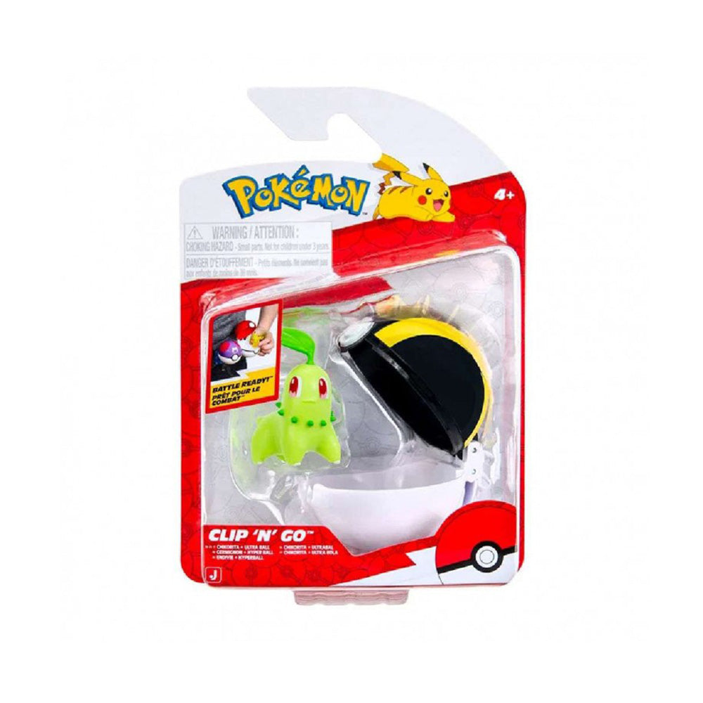 Jazwares Pokemon Poke Ball Clip N Go με Φιγούρα Chikorita με Ultra Ball