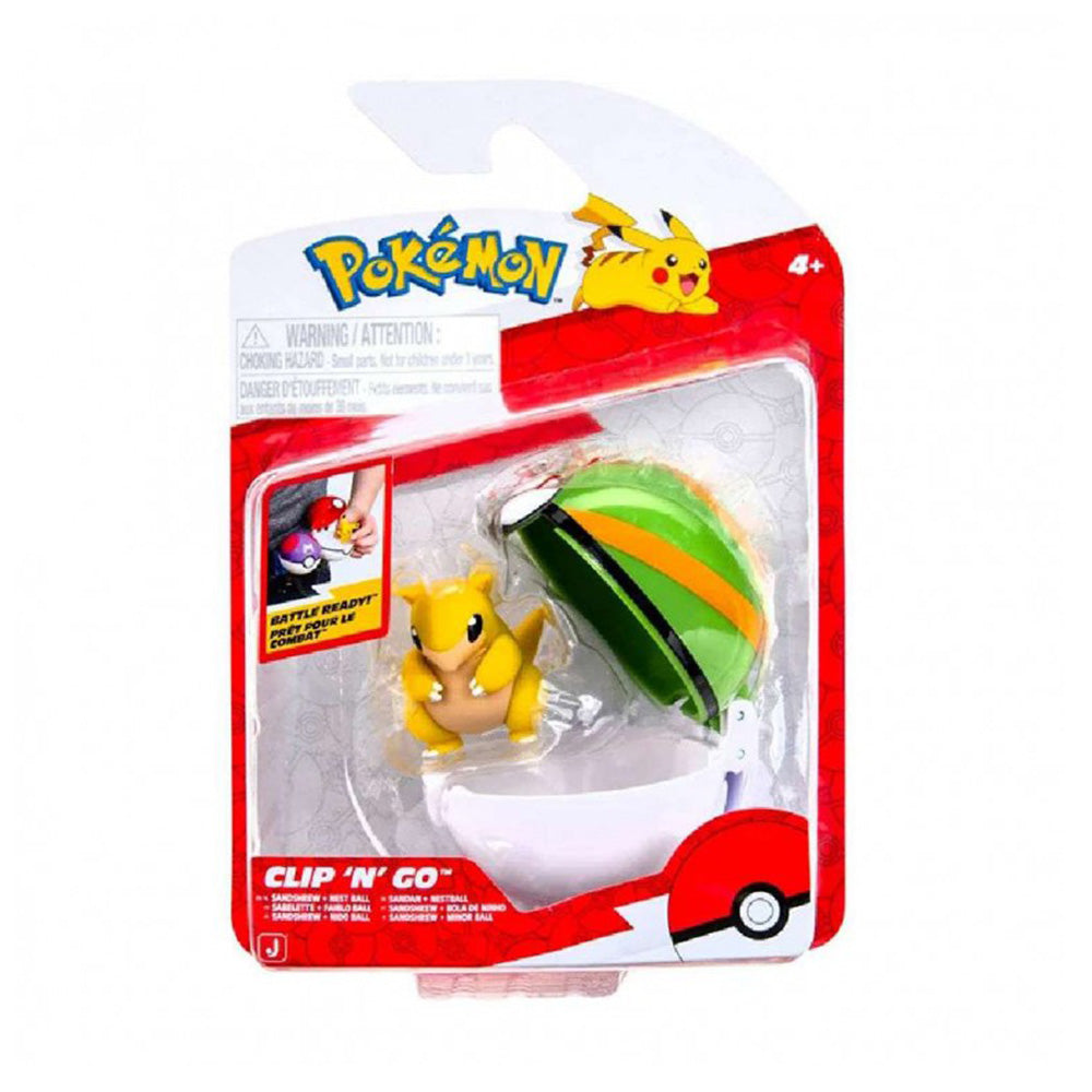Jazwares Pokemon Poke Ball Clip N Go με Φιγούρα Sandshrew with Nest Ball