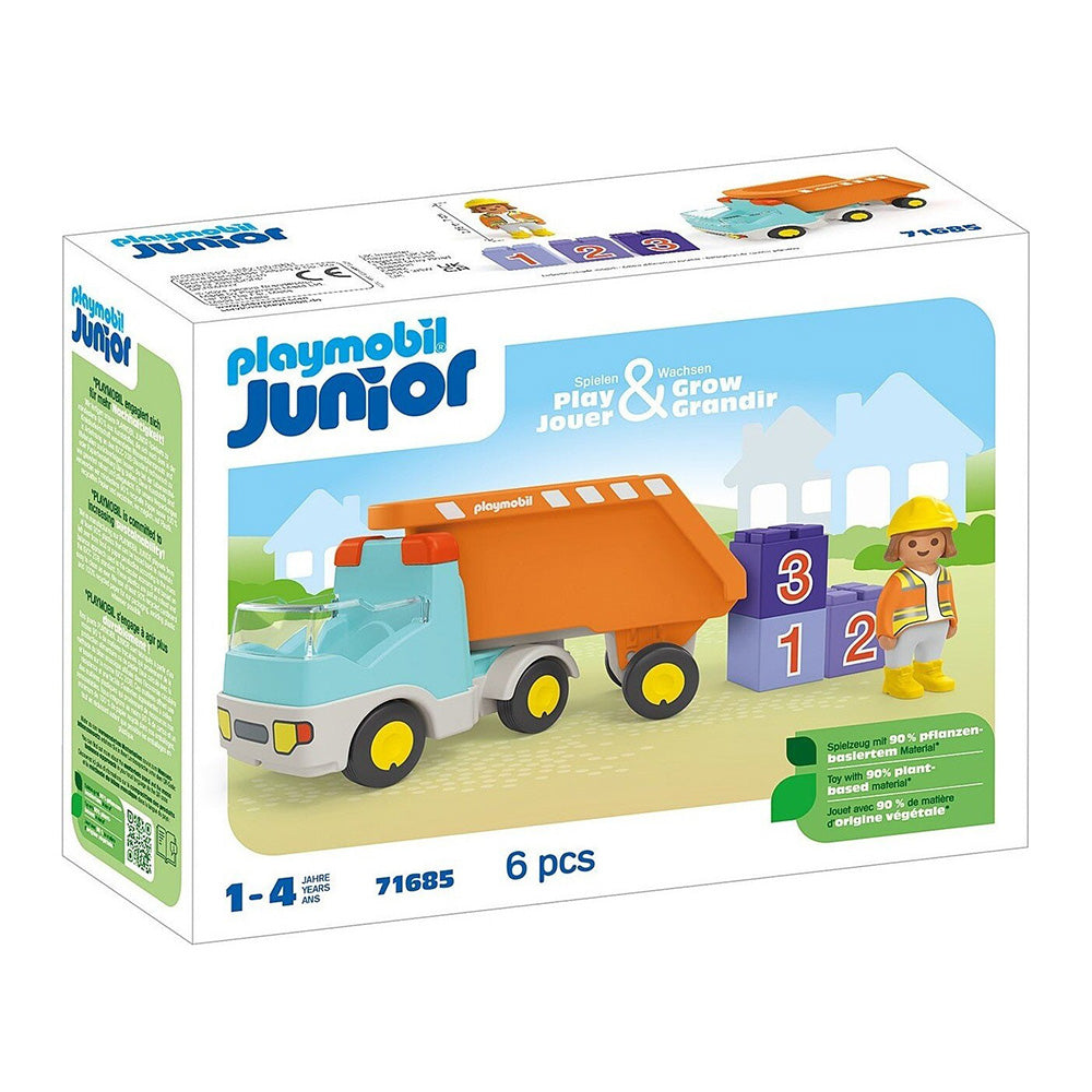 71685 Playmobil Junior Ανατρεπόμενο Φορτηγό Με Εργάτη 