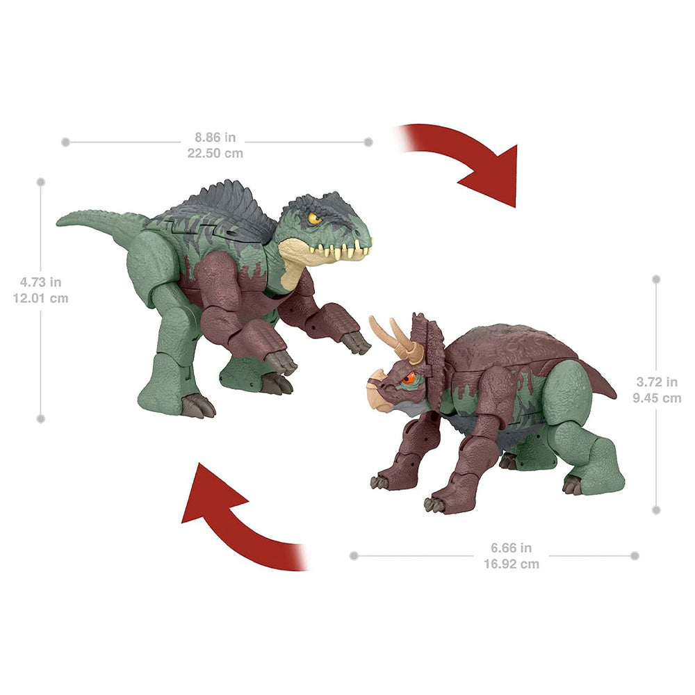 MattelMattel Jurassic World Fierce Changers Μεγάλοι Δεινόσαυροι 2 Σε 1 Giganotosaurus And Nasutoceratopspapell.gr