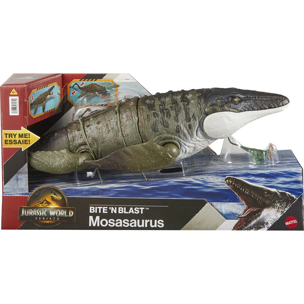 Jurassic World Rebirth Bite N Blast Mosasaurus And Mini Dilophosaurus Με Λειτουργία Κίνησης Και Ήχους, Φιγούρα Παιχνιδιού 