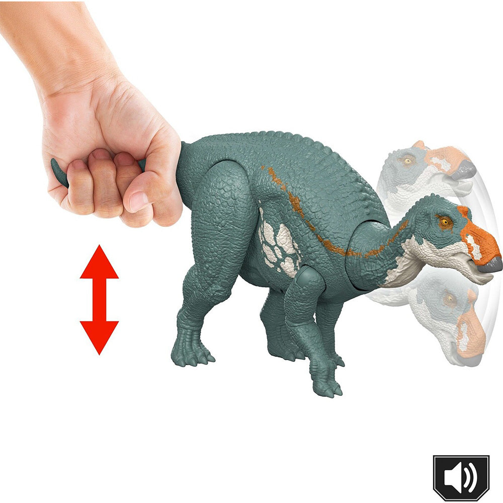 Jurassic World Rebirth Wild Roar Maiasaura Δεινόσαυρος Με Κινούμενα Μέλη, Tail Controlled Attack Chomp & Sound 