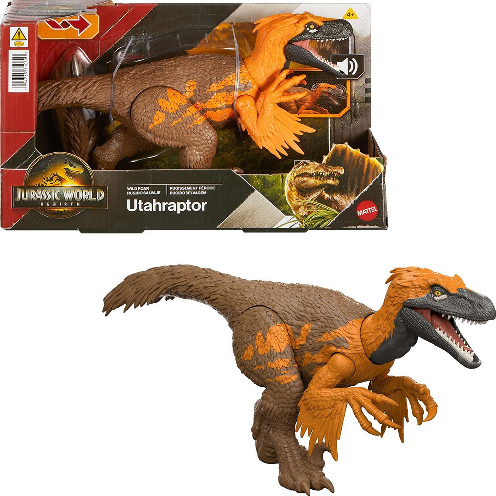 Jurassic World Rebirth Wild Roar Utahraptor Δεινόσαυρος Με Κινούμενα Μέλη Tail Controlled Attack Chomp & Sound 