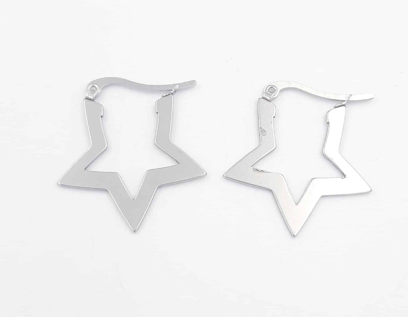 Σκουλαρικια Stainless Steel Κρεμαστα Αστερια Ασημι