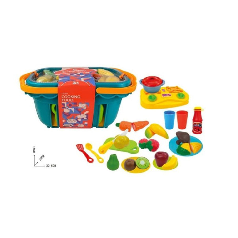 Καλάθι Super Market Με Τρόφιμα, Εστία & Αξεσουάρ 22τμχ 33X20X15εκ