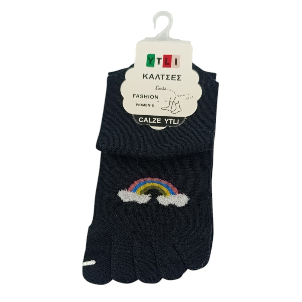 Κάλτσες Γυναικείες Ουράνιο Τόξο Με Δαχτυτλάκια Νο36-41 Ζεύγος 5 Χρώματα