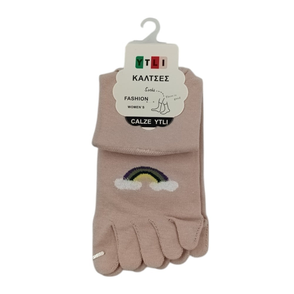 Κάλτσες Γυναικείες Ουράνιο Τόξο Με Δαχτυτλάκια Νο36-41 Ζεύγος 5 Χρώματα