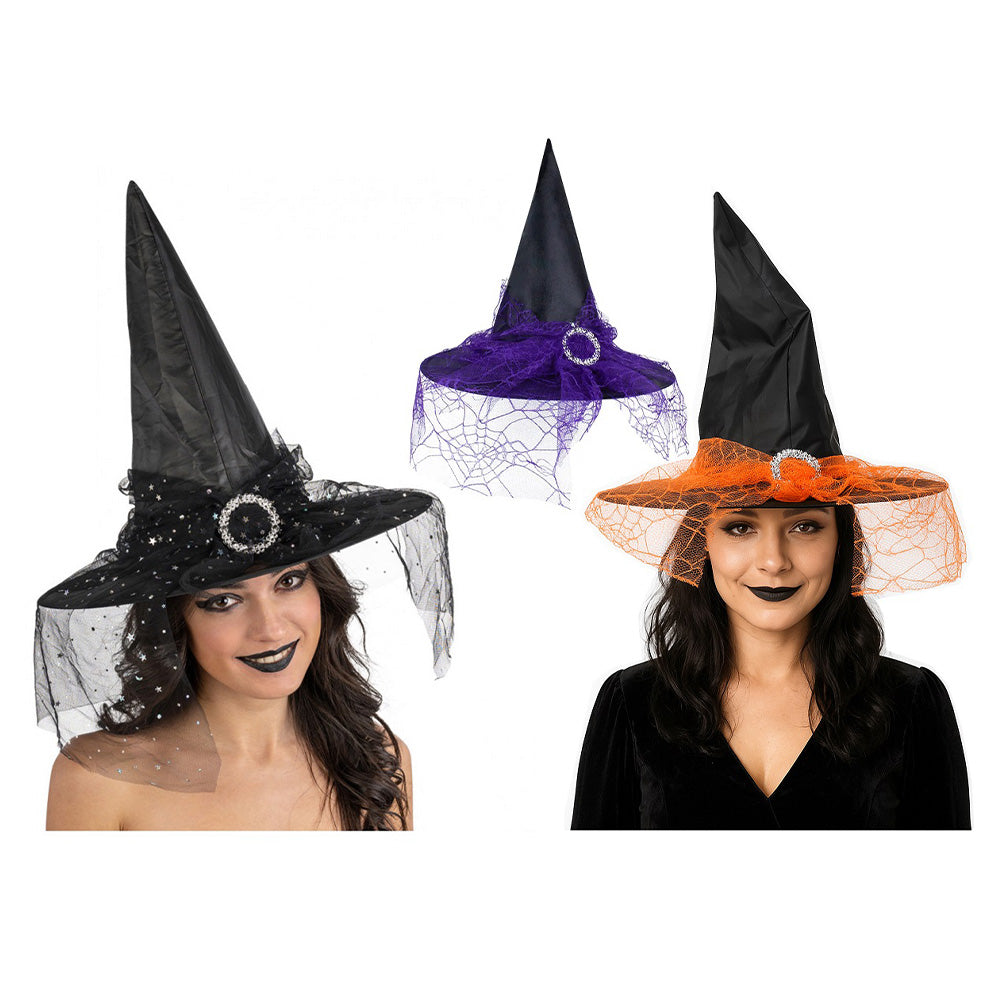 Καπέλο Μάγισσας Με Τούλι 2 Χρώματα