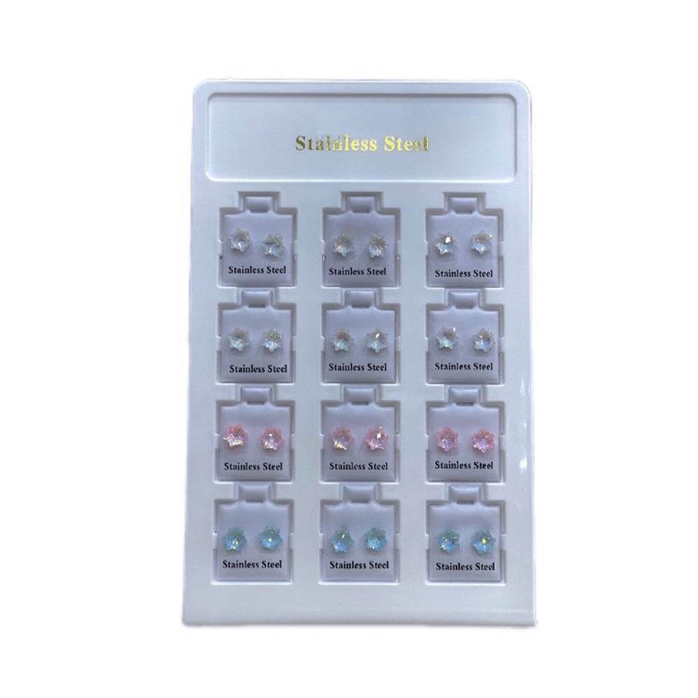 Καρφωτά Σκουλαρίκια Ανοξείδωτο Ατσάλι Νιφάδα 0,8εκ 4 Χρώματα - 1 Ζεύγος