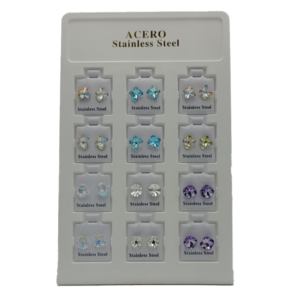 Καρφωτά Σκουλαρίκια Ανοξείδωτο Ατσάλι Διάφορα Σχέδια 1εκ - 1 Ζεύγος