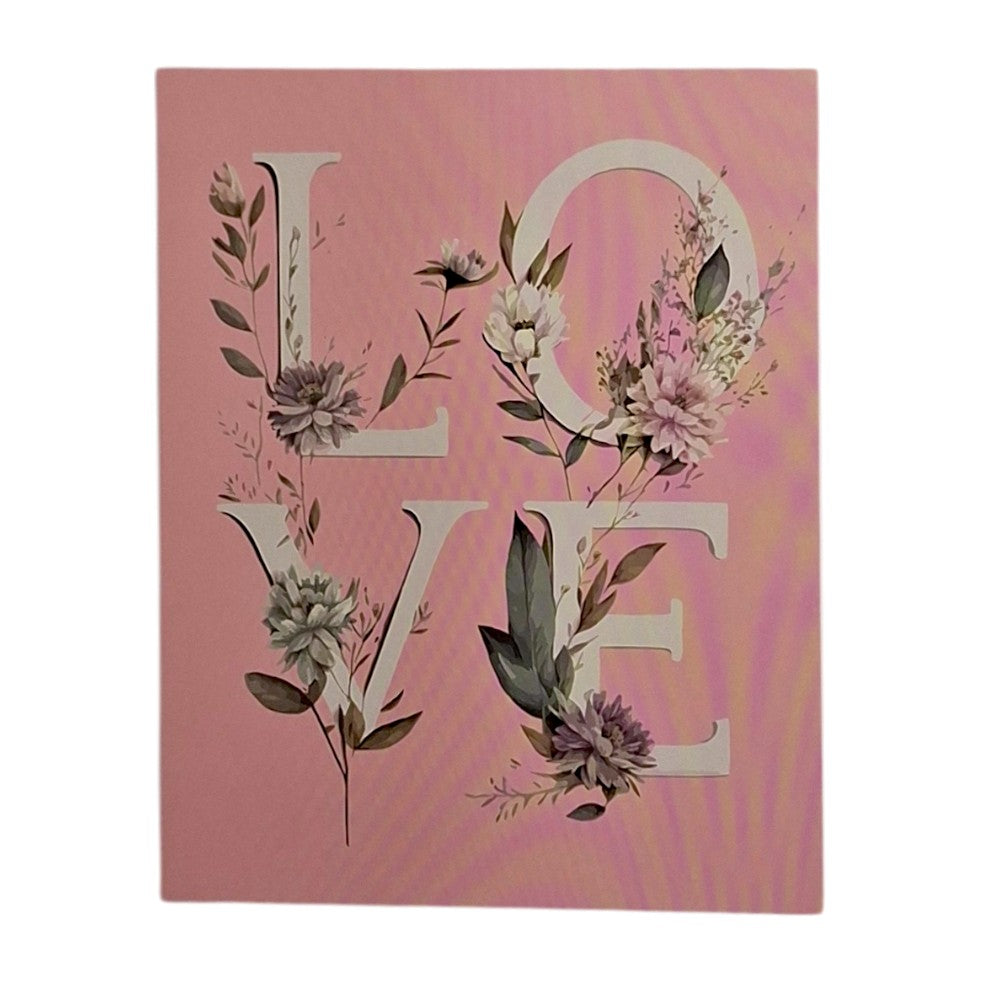 Ευχετήρια Κάρτα LOVE με Λουλούδια 9x11 εκ
