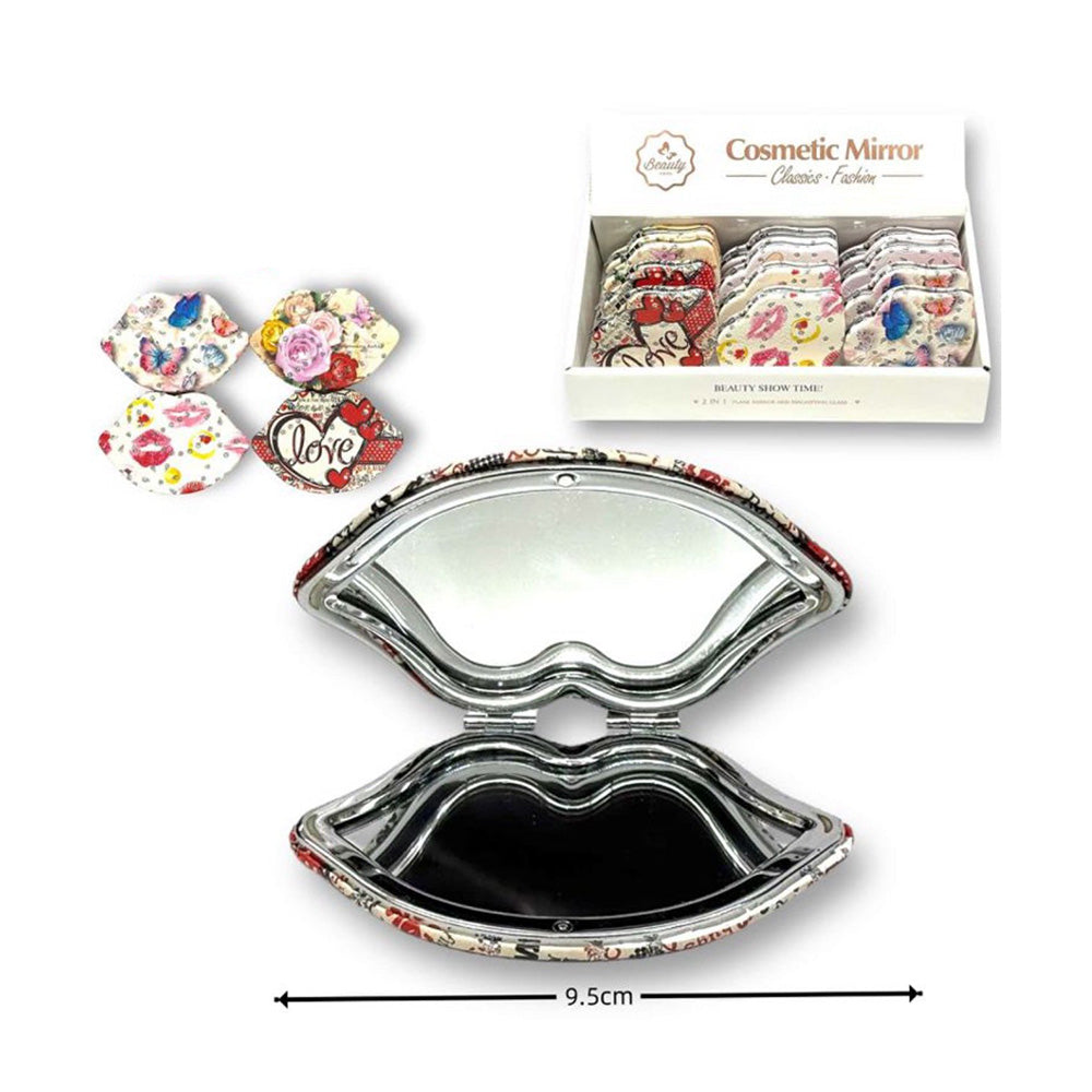 Καθρεφτάκι σε Σχήμα Χειλιού με Στρας 9,5εκ – 6 Σχέδια (1 Τμχ)
