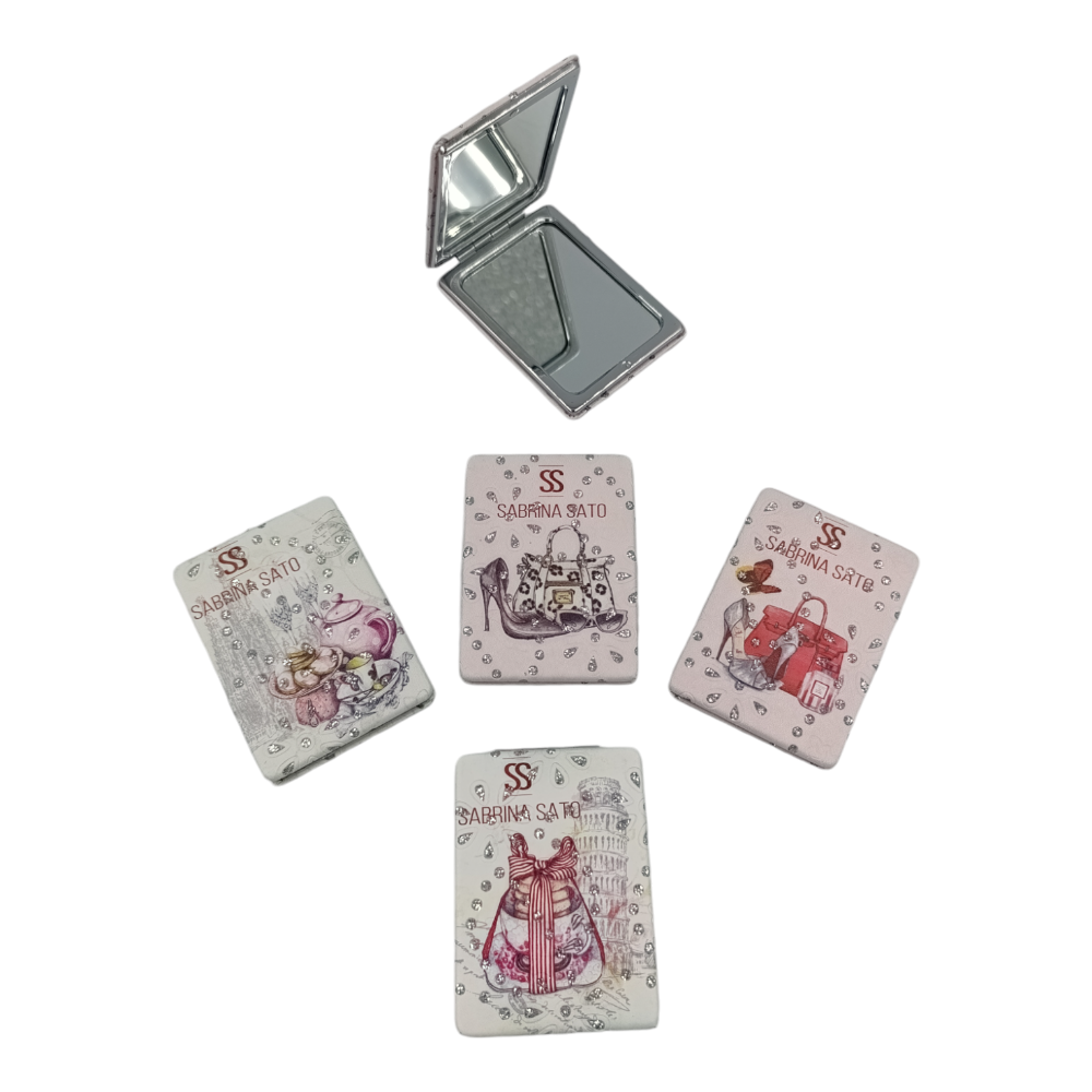 OEMΔιπλό Καθρεφτάκι Ορθογώνιο Σε Διάφορα Σχέδια Με Στρας 1Τμχpapell.gr