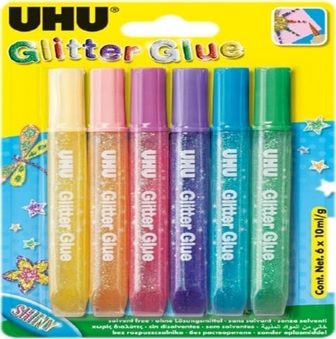 Uhu Glitter Glue Shiny 6X10Ml