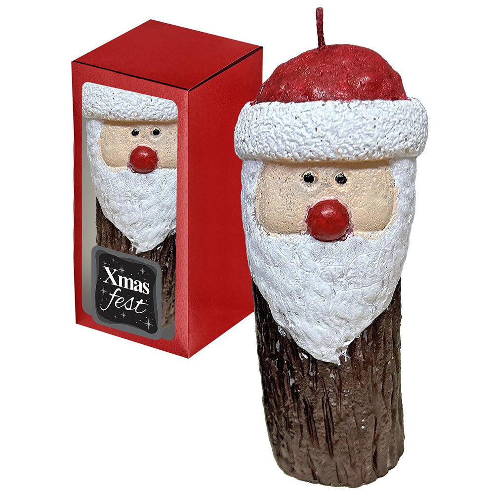 Χριστουγεννιάτικο Κερί Άγιος Βασίλης Σε Κορμό 15x7εκ 