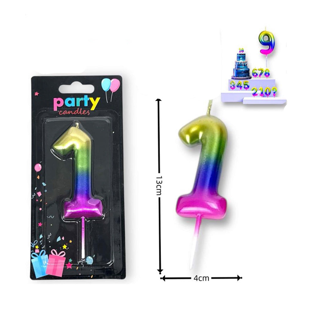 Κερί Γενεθλίων Πολύχρωμο Μεταλλιζέ Νο 1 – 13 εκ