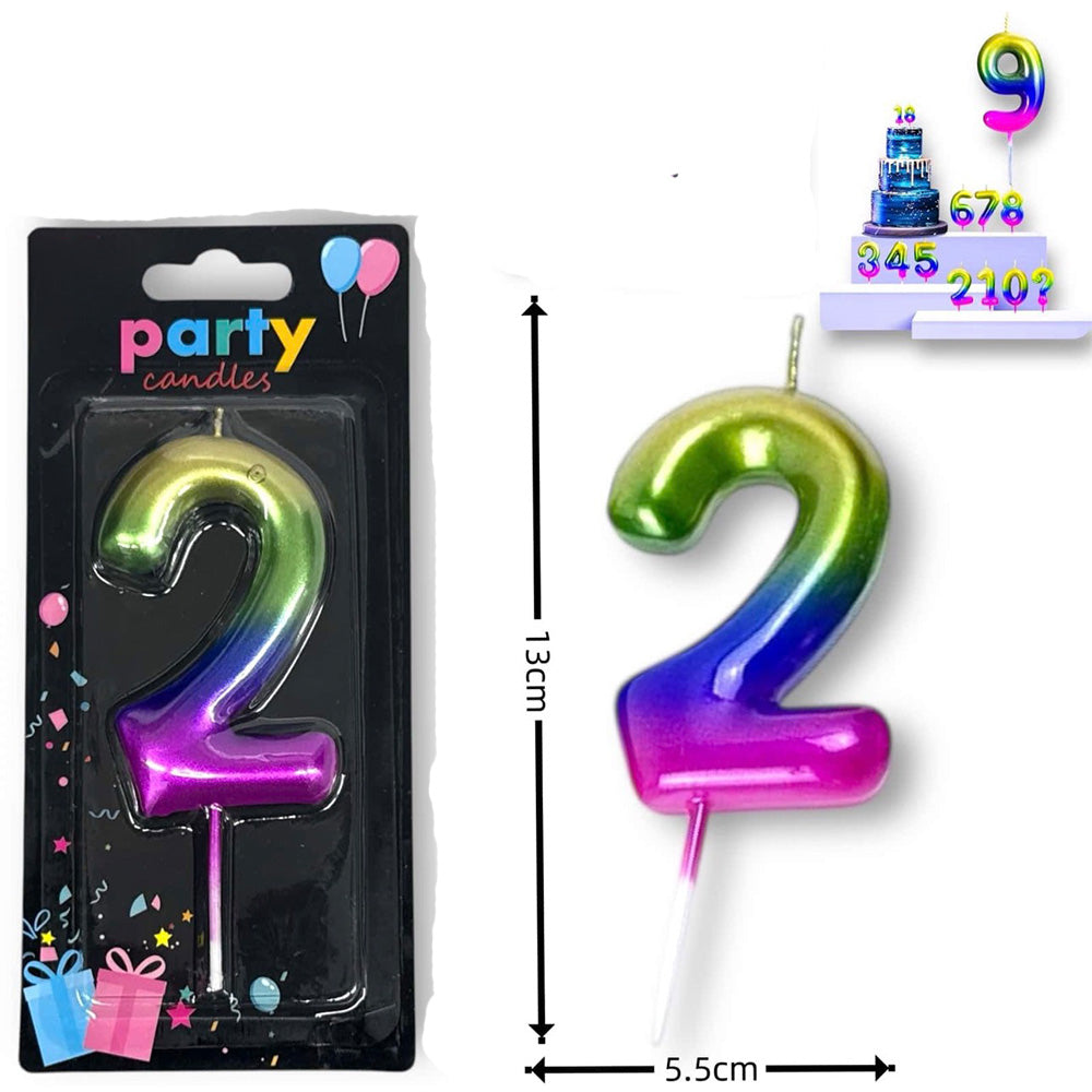 Κερί Γενεθλίων Πολύχρωμο Μεταλλιζέ Νο 2 – 13 εκ