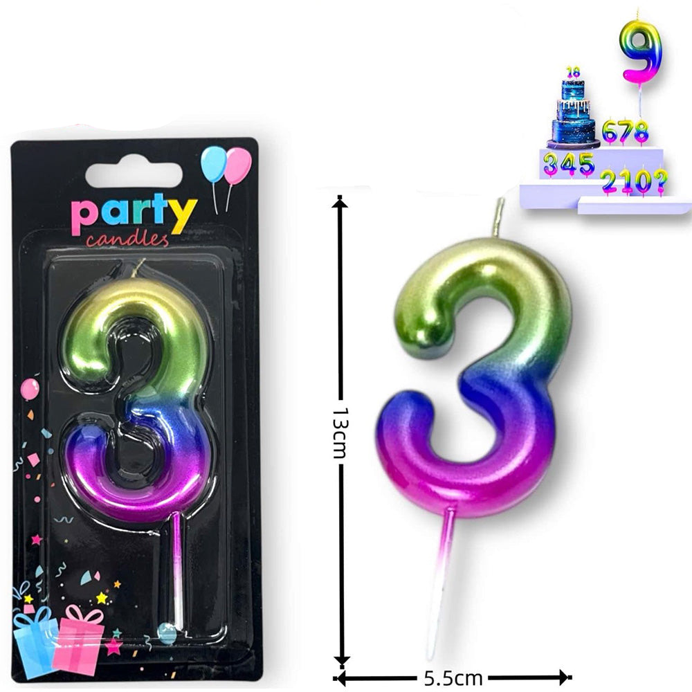 Κερί Γενεθλίων Πολύχρωμο Μεταλλιζέ Νο 3 – 13 εκ