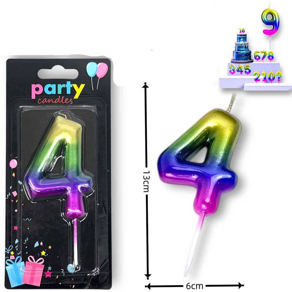 Κερί Γενεθλίων Πολύχρωμο Μεταλλιζέ Νο 4 – 13 εκ