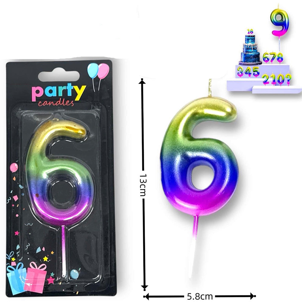 Κερί Γενεθλίων Πολύχρωμο Μεταλλιζέ Νο 6 – 13 εκ