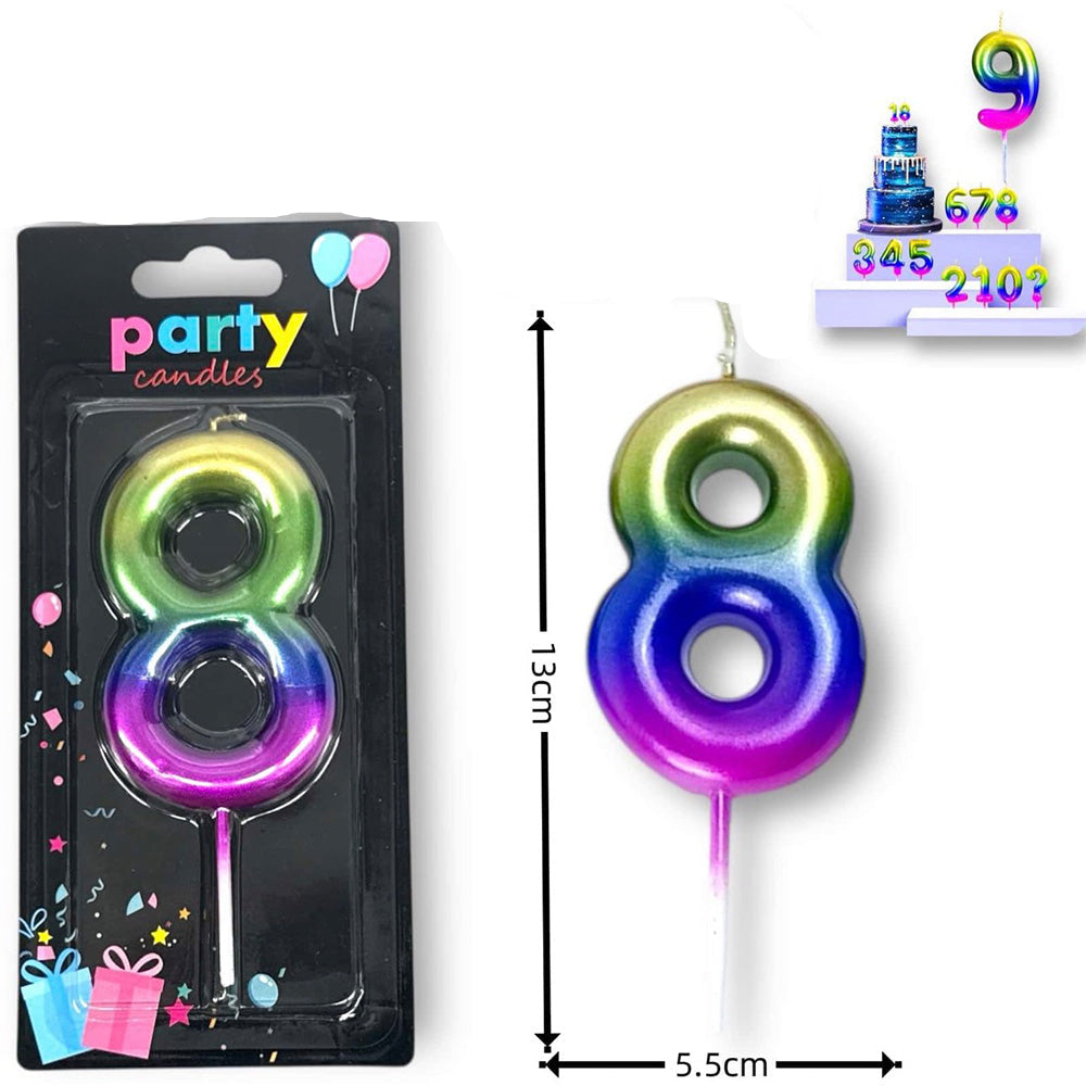 Κερί Γενεθλίων Πολύχρωμο Μεταλλιζέ Νο 8 – 13 εκ