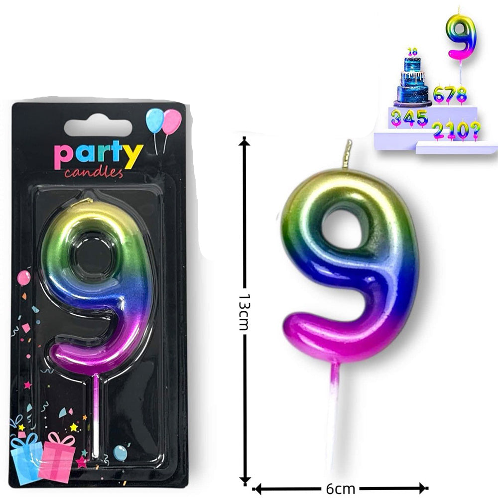 Κερί Γενεθλίων Πολύχρωμο Μεταλλιζέ Νο 9 – 13 εκ