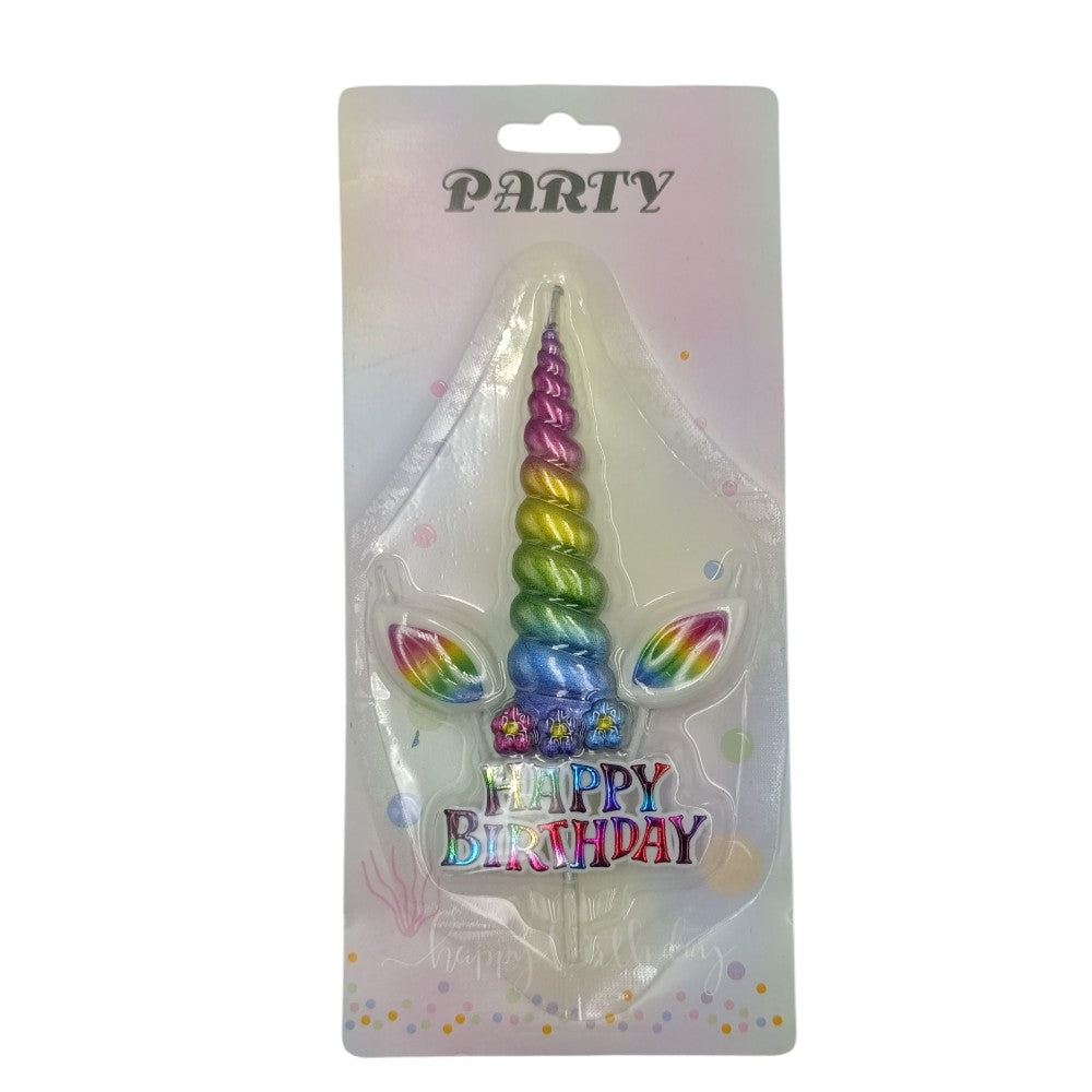Κερί Τούρτας Γενεθλίων Happy Birthday Unicorn 13Εκ