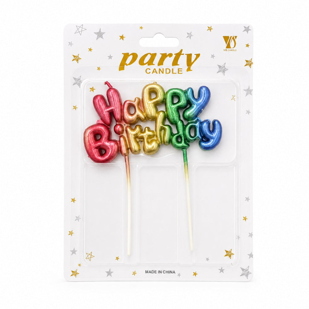 Κερί Τούρτας Γενεθλίων Happy Birthday Πολύχρωμο
