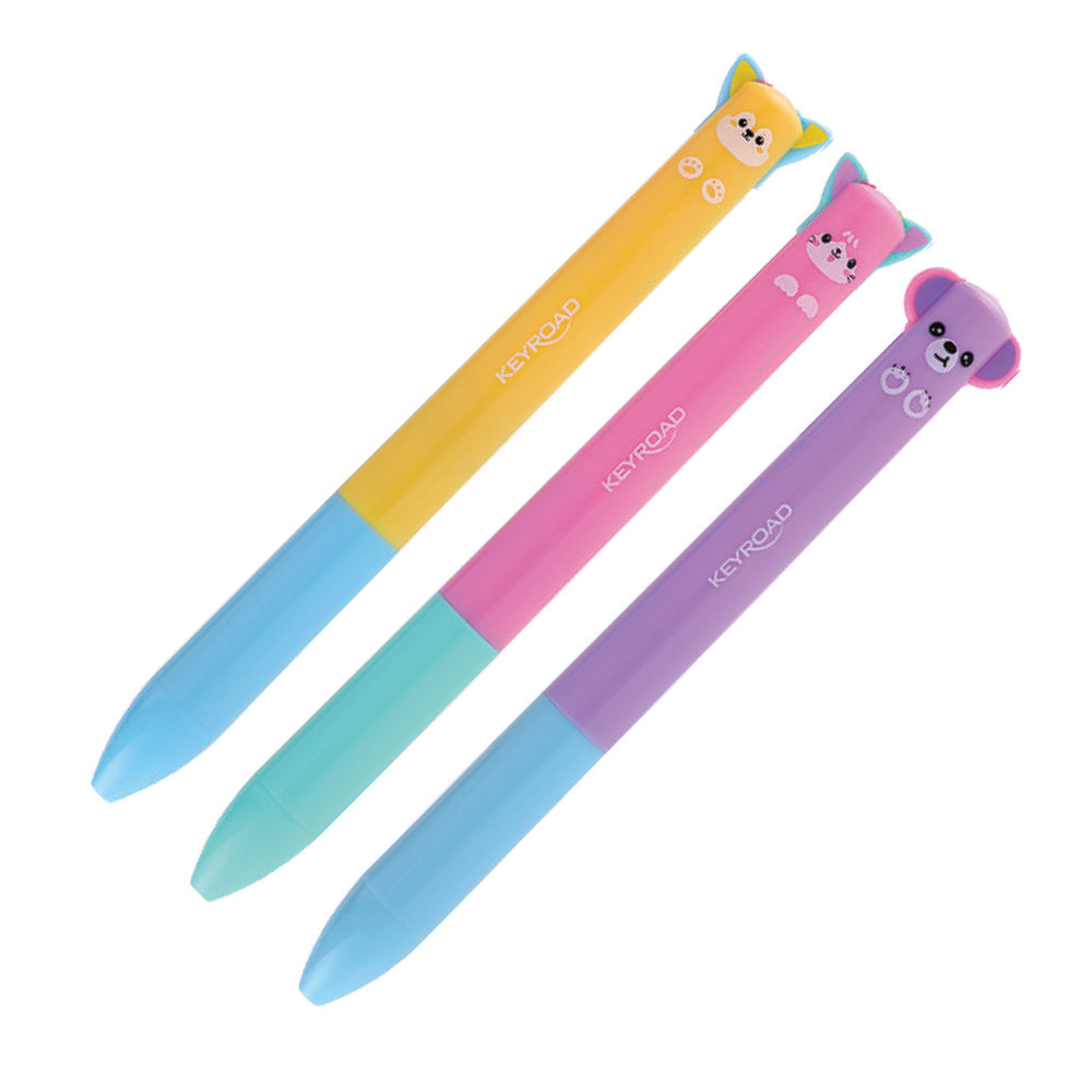 Keyroad Στυλό 2 Χρωμάτων Bounce Buddies 1.0mm σε 3 Σχέδια - 1 Τμχ