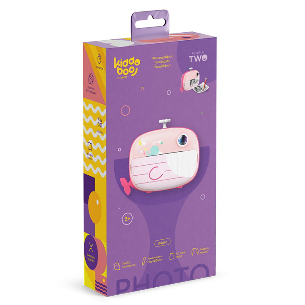Kiddoboo FotoFun 2 Whale Παιδική Κάμερα Άμεσης Εκτύπωσης – Ροζ
