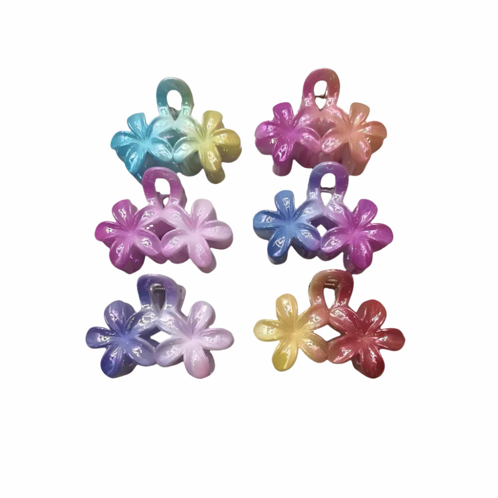 Κλάμερ Διπλό Λουλουδάκι Ombre 8 εκ  6 Χρώματα - 1 Τμχ