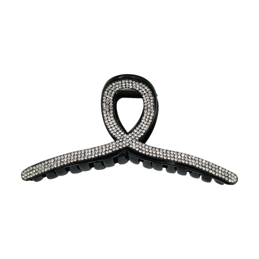 OEMΚλάμερ Μαύρο Γυριστό Με Στρας Χρυσό- Ασημί 12.5εκ- 1Τμχpapell.gr