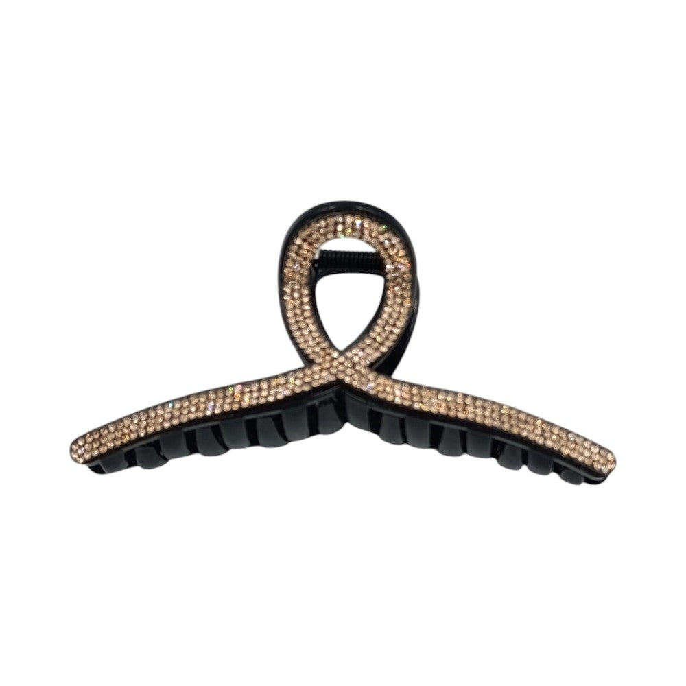 OEMΚλάμερ Μαύρο Γυριστό Με Στρας Χρυσό- Ασημί 12.5εκ- 1Τμχpapell.gr