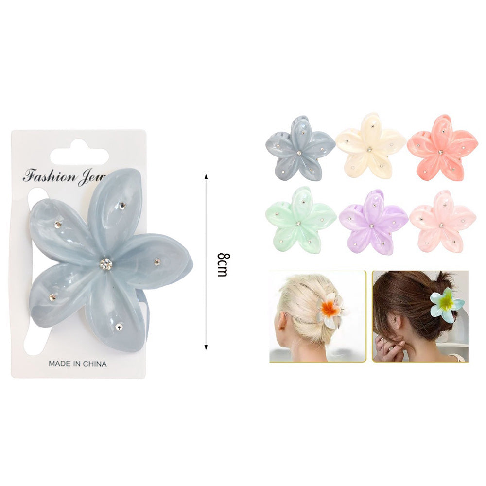 Κλάμερ Λουλούδι Με Στράς 8 εκ 6 Χρώματα - 1 Τμχ