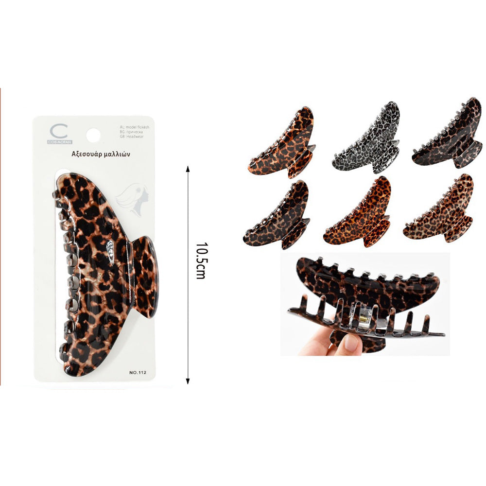 Κλάμερ Μαλλιών Leopard Οβάλ 10,5 εκ 6 Χρώματα - 1 Τμχ
