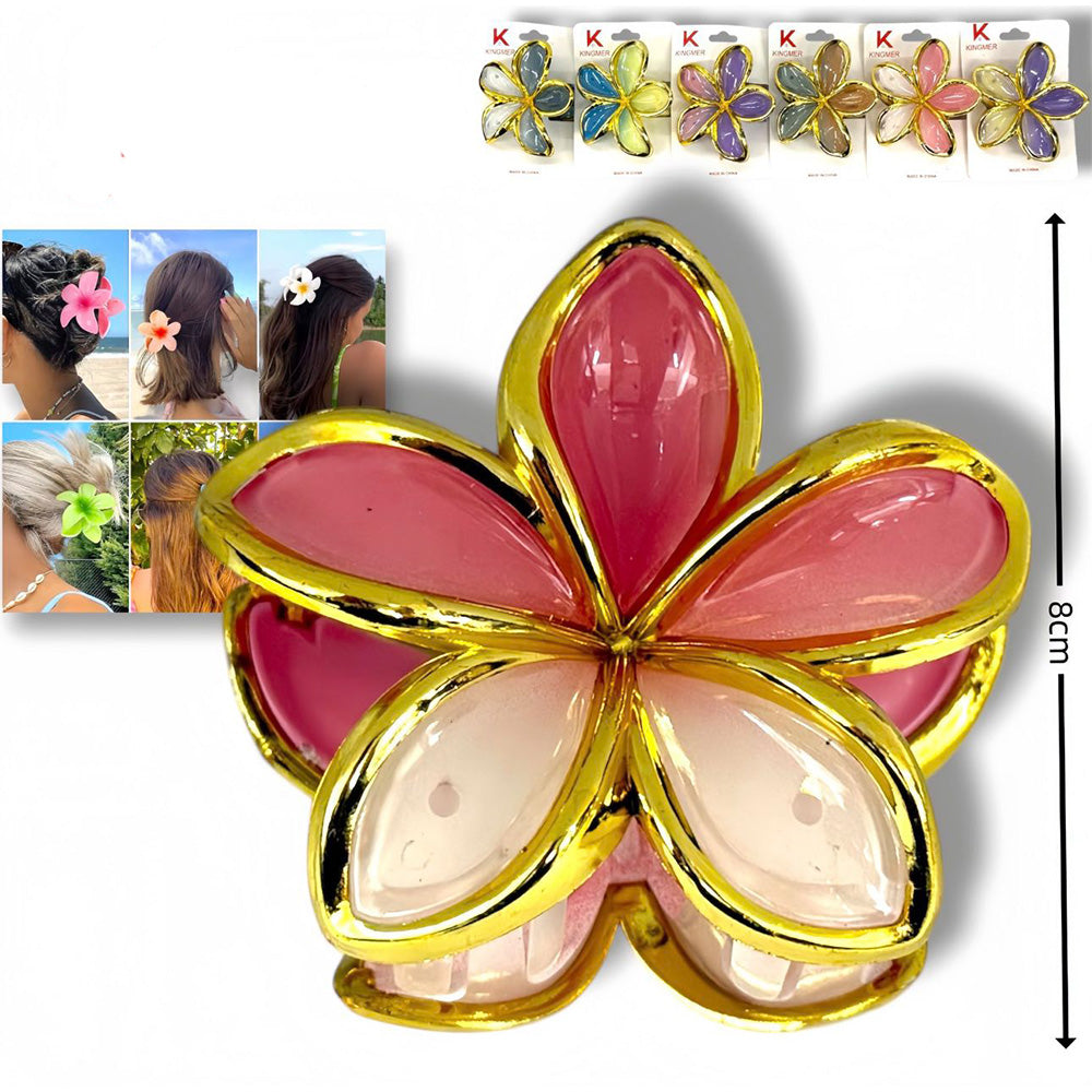 Κλάμερ Μαλλιών Λουλούδι Πολύχρωμο 8 εκ – 6 Χρωματισμοί (1 Τμχ)