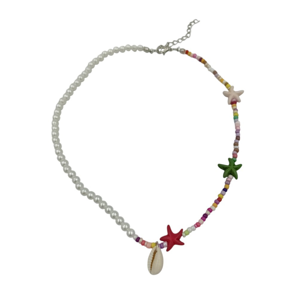 OEMΚολιέ Διακοσμημένο Με Πολύχρωμες Χάντρες & Πέρλες Διάφορα Χρώματα - 1 Τμχpapell.gr