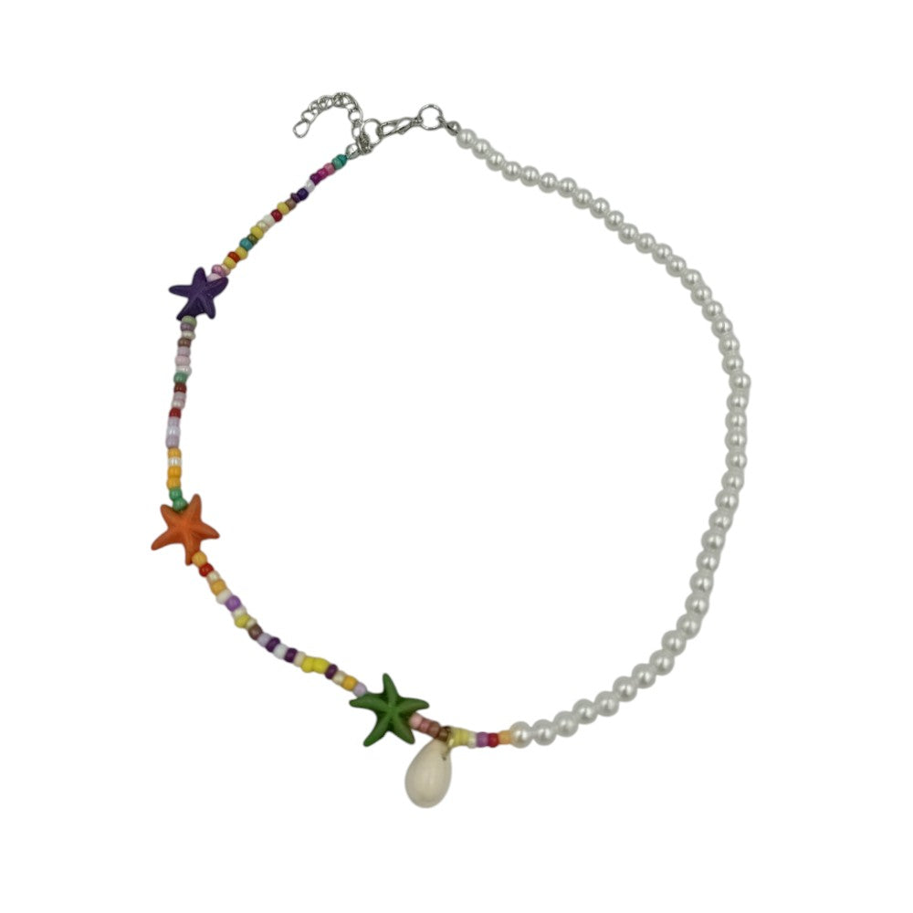 OEMΚολιέ Διακοσμημένο Με Πολύχρωμες Χάντρες & Πέρλες Διάφορα Χρώματα - 1 Τμχpapell.gr