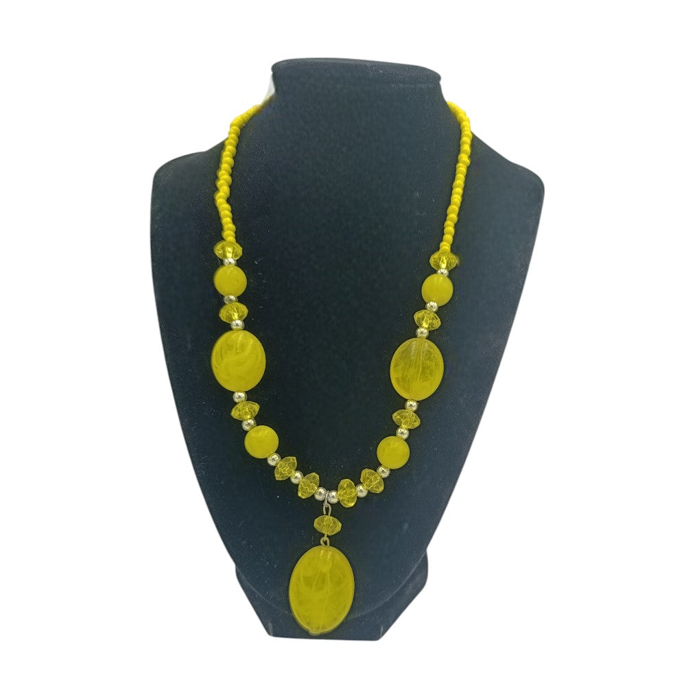 Κολιέ Με Κίτρινες Χάντρες & Πέτρες