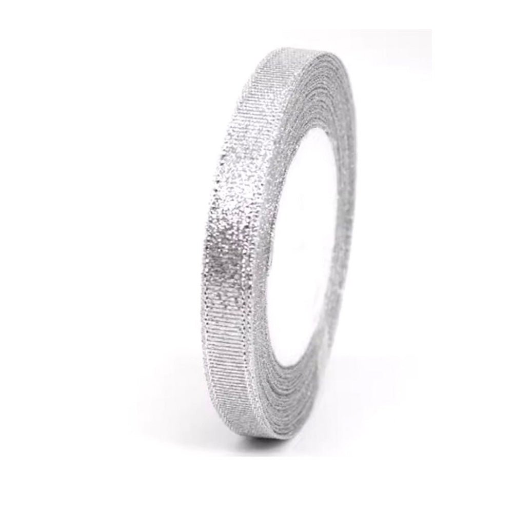 Κορδέλα Περιτυλίγματος Ασημί Glitter 2 εκ x 22,5 m