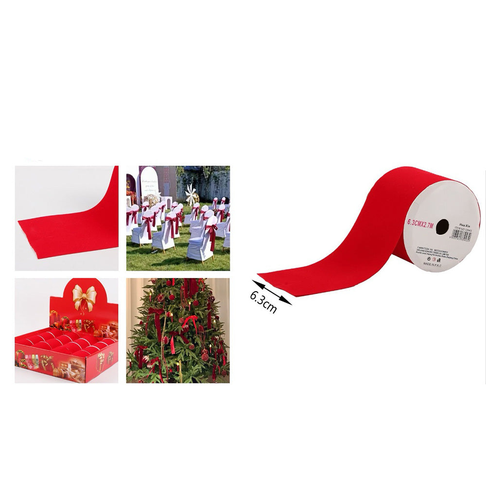 Κορδέλα Κόκκινη Βελούδινη 6.3εκ x 2,7m – 1 Τεμάχιο