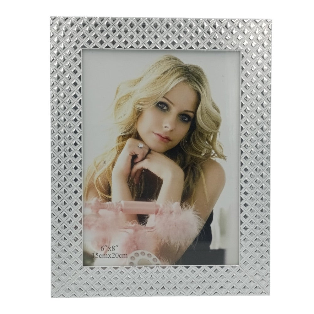 OEMΚορνίζα Λευκό- Ασημί Καρώ Πλαίσιο 15Χ20εκpapell.gr